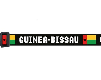 Bissau-Guinean Dog Collar | Guinea-Bissau Flag + Country Name | Pride Events | Quick-Release Buckle Style Or Martingale Style