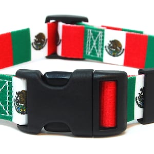 Mexico Dog Collar | Mexican Flag | Quick Release or Martingale Style | Made in NJ, USA
