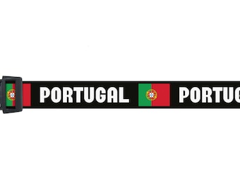 Portuguese Dog Collar | Portugal Flag + Country Name | Pride Events | Quick-Release Buckle Style Or Martingale Style