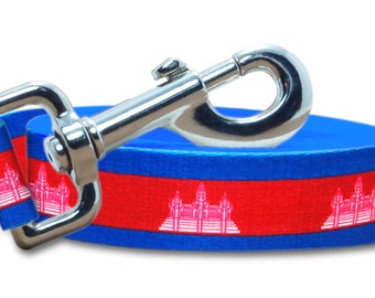 Dog Leash | Lead | Cambodia Flag | Khmer | 6 foot | 4 foot | For Extra Large, Large, Medium, Small | Made in NJ, USA |