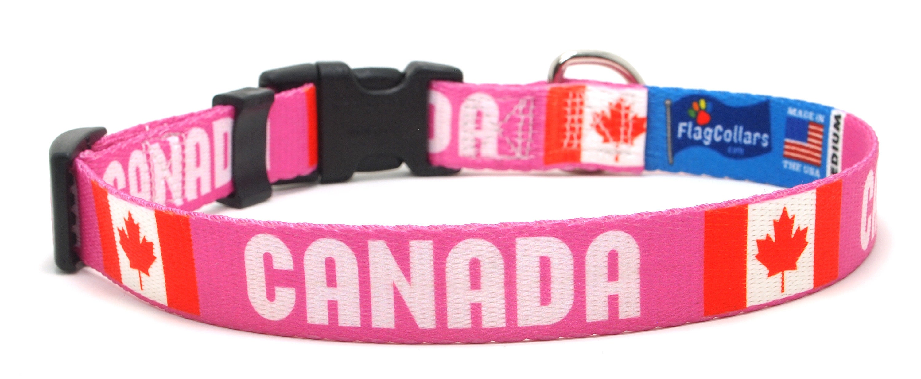 Dog Collar Canada Flag and Name Maple Leaf Adjustable Etsy UK