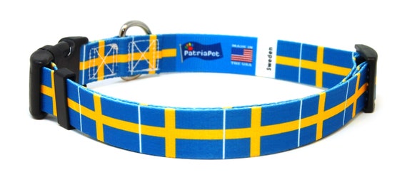 Sweden Dog Collar Swedish Flag Quick Release or Martingale Style