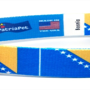 Cat Collar | Bosnia Flag | Bosnian | Adjustable | Easy Release Safety Buckle | Made in NJ, USA | With D ring for Tags