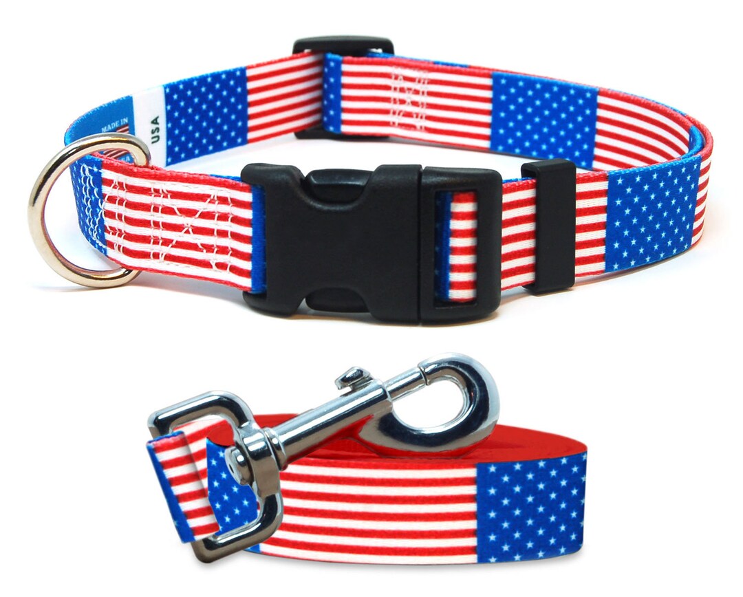 Dog Collar and Leash Set | United States Flag | Xtra Large, Large, Medium,  Small & Extra Small | Made in NJ, USA | - Etsy