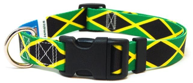 Jamaica Dog Collar | Jamaican Flag Quick Release Or Martingale Style Made in Nj, Usa