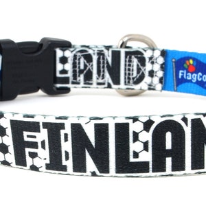 Dog Collar for the Soccer Fan | Finland Flag | Quick Release or Martingale Style | Made in NJ, USA