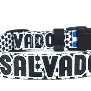 Dog Collar for the Soccer Fan | El Salvador Flag | Quick Release or Martingale Style | Made in NJ, USA