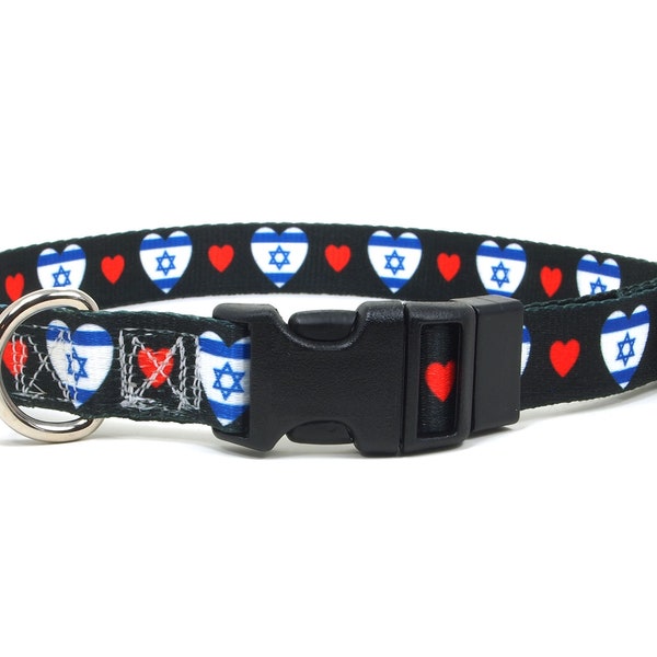 Dog Collar | I Love Israel  | Quick Release or Martingale Style | Made in NJ, USA