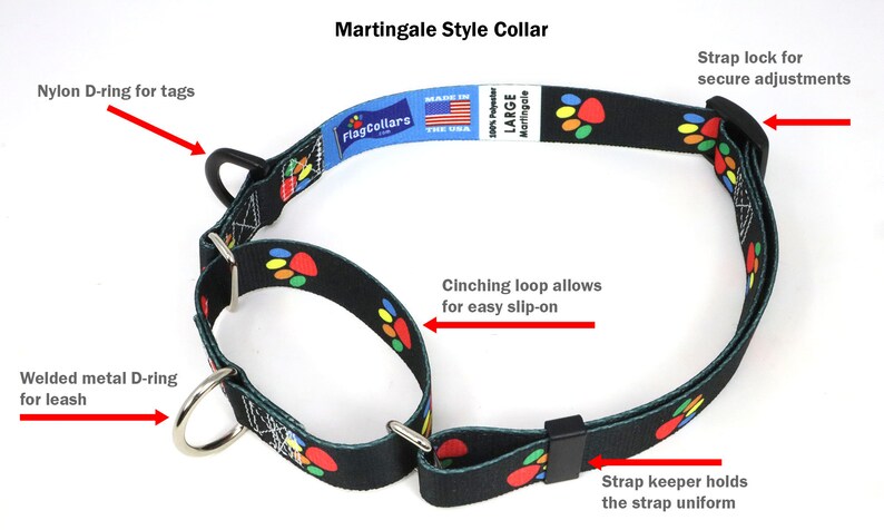 Bavaria Dog Collar Bavarian Flag Quick Release or Martingale Style Made in NJ, USA image 5