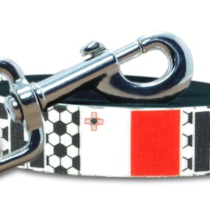 Dog Leash | Lead | Malta Flag  | Soccer Design | Available in 6 foot and 4 foot Lengths | Great For Soccer Fans