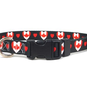Dog Collar | I Love Canada | Quick Release or Martingale Style | Made in NJ, USA