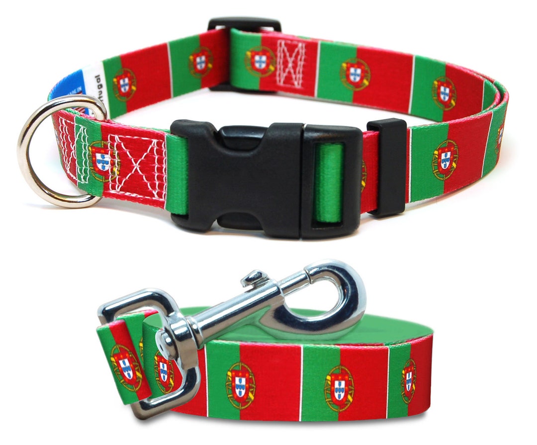 Dog Collar and Leash Set Portugal Flag Xtra Large Large Etsy