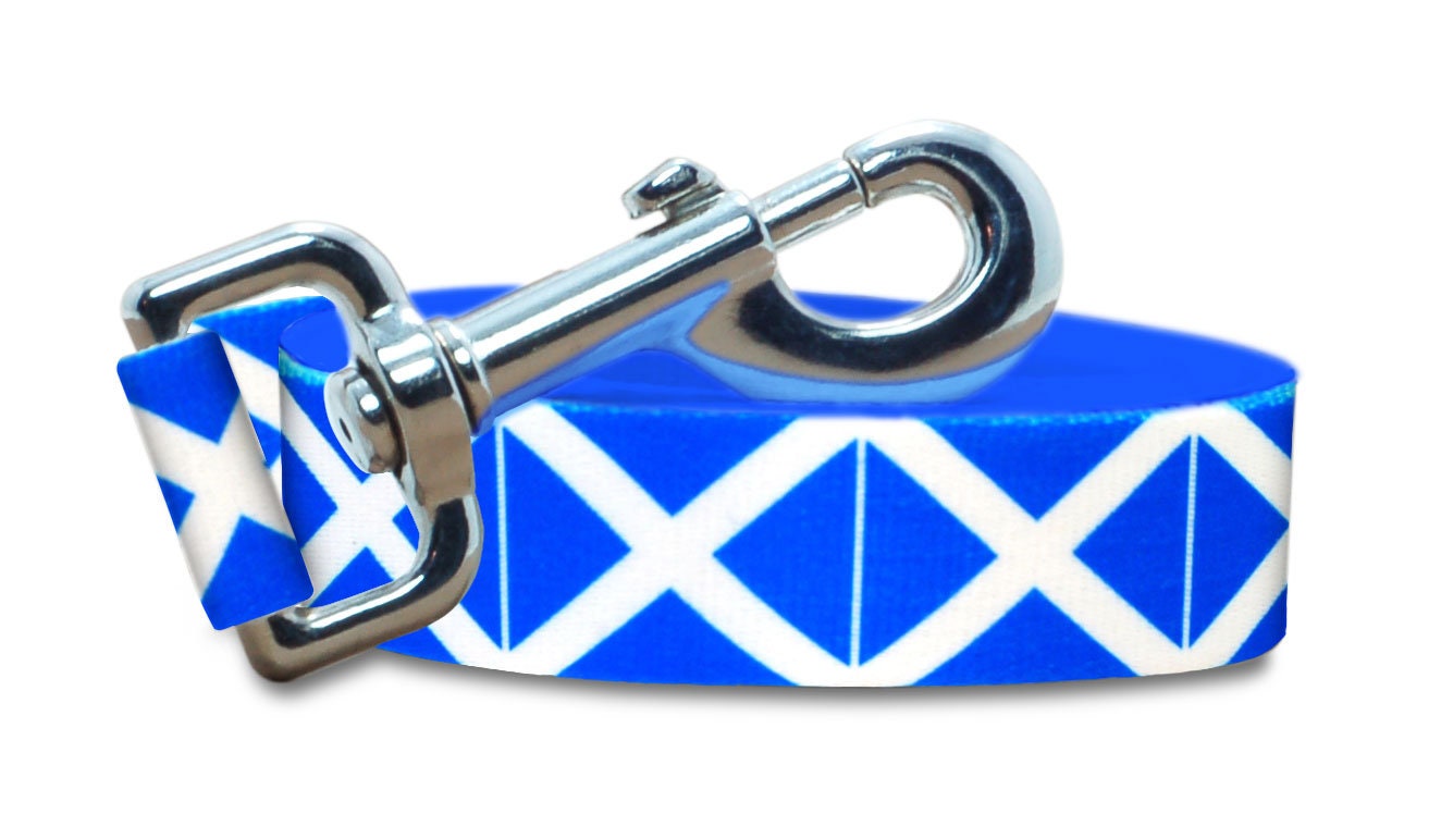 Dog Leash | Lead Scotland Flag Scottish Colors 6 Foot 4 For Extra Large, Medium, Small Made in Nj, Usa