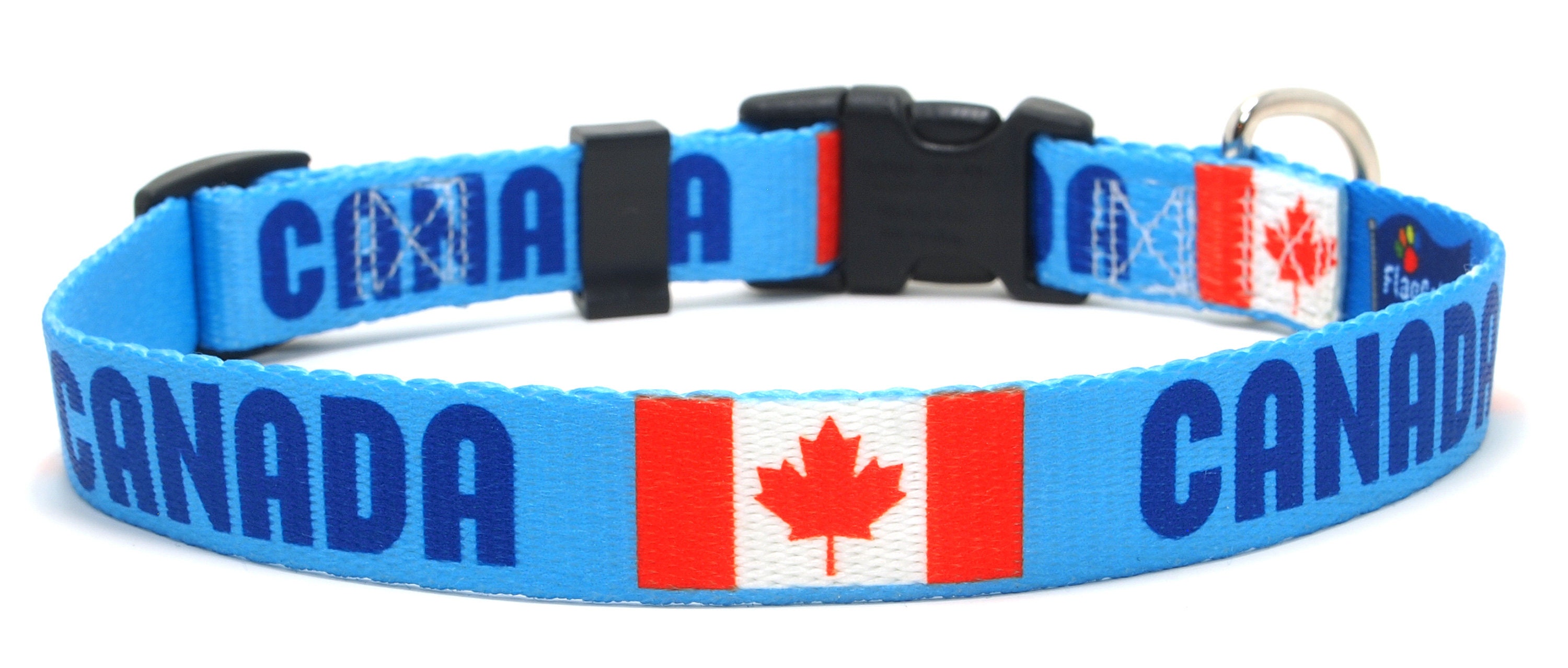 Dog Collar Canada Flag and Name Maple Leaf Adjustable Etsy