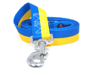 Dog Leash | Lead | Ukraine Flag | Ukrainian Colors | 6 foot | 4 foot | For Extra Large, Large, Medium, Small | Made in NJ, USA |