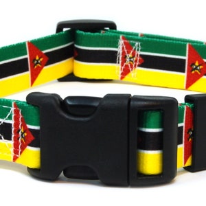 Mozambique Dog Collar | Mozambican Flag | Quick Release or Martingale Style | Made in NJ, USA