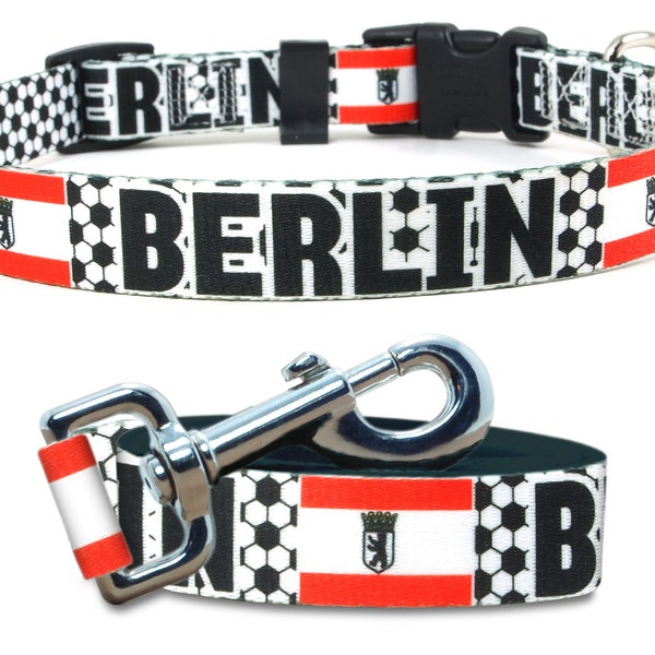 Matching Dog Collar and Leash Set | Berlin Soccer | Extra Small to Extra Large | Great For Soccer Fans | Berlin Flag