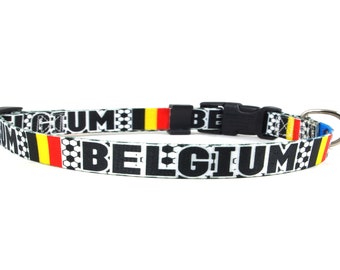 Belgium Cat Collar for Soccer Fans | Easy Release Safety Buckle | With D ring for Tags | Made in NJ, USA
