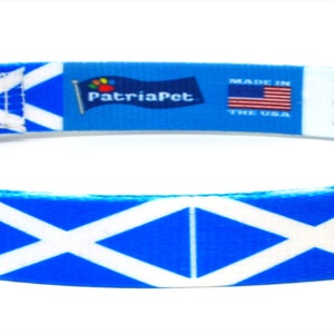 Cat Collar | Scotland Flag | Scottish | Adjustable | Easy Release Safety Buckle | Made in NJ, USA | With D ring for Tags