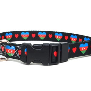 Dog Collar | I Love Azerbaijan | Quick Release or Martingale Style | Made in NJ, USA