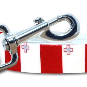 Dog Leash | Lead | Malta Flag | Maltese Colors | 6 foot | 4 foot | For Extra Large, Large, Medium, Small | Made in NJ, USA |