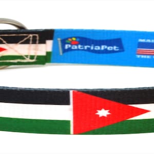 Cat Collar | Jordan Flag | Jordanian | Adjustable | Easy Release Safety Buckle | Made in NJ, USA | With D ring for Tags