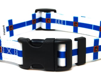 Finland Dog Collar | Finnish Flag | Quick Release or Martingale Style | Made in NJ, USA