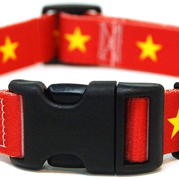 Vietnam Dog Collar | Vietnamese  Flag | Quick Release or Martingale Style | Made in NJ, USA
