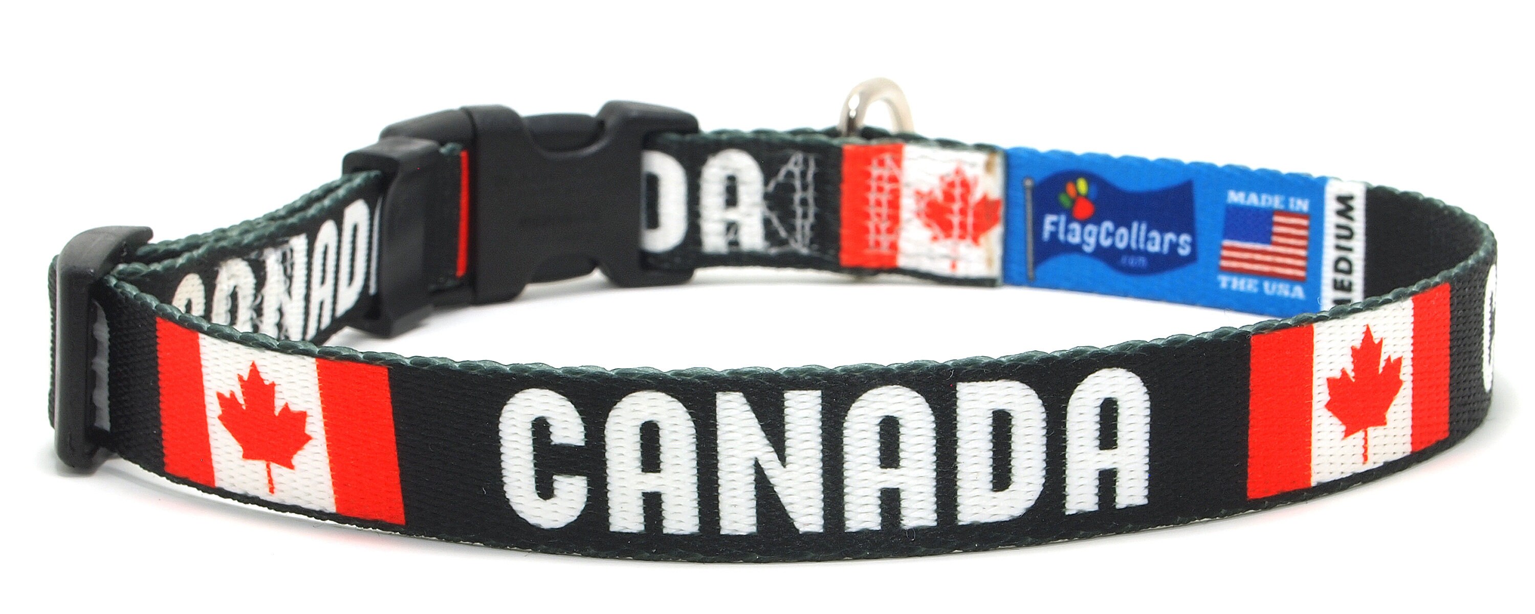 Dog Collar Canada Flag and Name Maple Leaf Adjustable Etsy