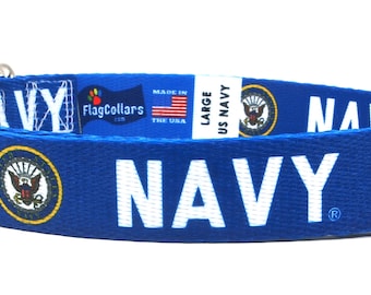 Dog Collar |  US NAVY | Emblem | For Xtra Large, Large, Medium, Small & Extra Small Dogs | Made in USA |
