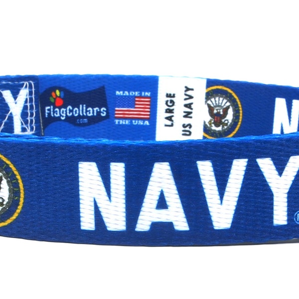 Dog Collar |  US NAVY | Emblem | For Xtra Large, Large, Medium, Small & Extra Small Dogs | Made in USA |