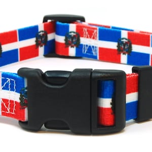 Dominican Republic Dog Collar | Dominican Flag | Quick Release or Martingale Style | Made in NJ, USA
