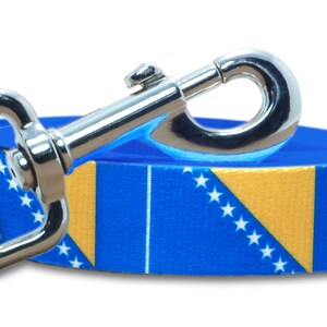 Dog Leash | Lead | Bosnia Flag | Bosnian | 6 foot | 4 foot | For Extra Large, Large, Medium, Small | Made in NJ, USA
