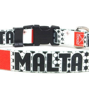 Dog Collar for the Soccer Fan | Malta Flag | Quick Release or Martingale Style | Made in NJ, USA