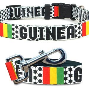 Matching Dog Collar and Leash Set | Guinea Soccer | Extra Small to Extra Large | Great For Soccer Fans | Guinea Flag
