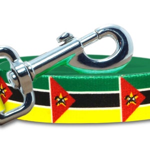 Dog Leash | Lead | Mozambique Flag | Mozambican Colors | 6 foot | 4 foot | Extra Large, Large, Medium, Small | Made in NJ, USA |
