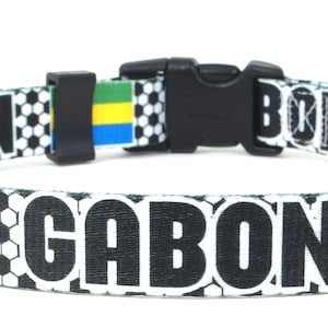 Dog Collar for the Soccer Fan | Gabon Flag | Quick Release or Martingale Style | Made in NJ, USA