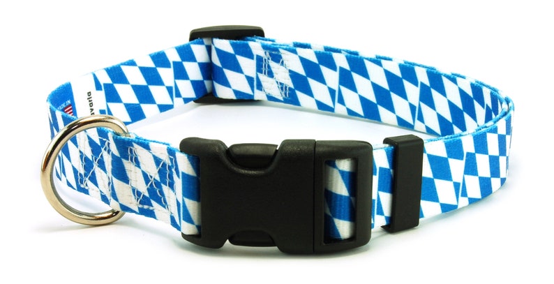 Bavaria Dog Collar Bavarian Flag Quick Release or Martingale Style Made in NJ, USA image 1