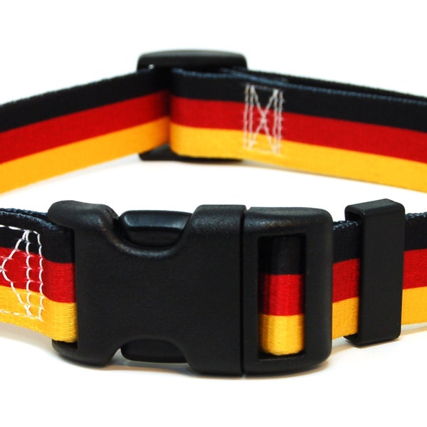 Deutschland Hundehalsband | Deutsche Flagge | Schnellspanner oder Martingale Style | Hergestellt in NJ, USA