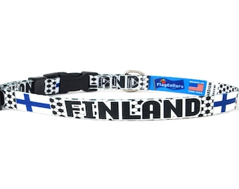 Finland Cat Collar for Soccer Fans | Easy Release Safety Buckle | With D ring for Tags | Made in NJ, USA