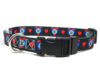 Belize Dog Collar | I Love Belize | Quick-release or Martingale Style | Made in NJ, USA