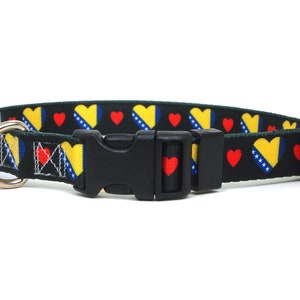 Dog Collar | I Love Bosnia | Quick Release or Martingale Style | Made in NJ, USA