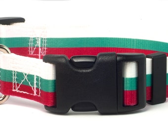 Bulgaria Dog Collar | Bulgarian Flag | Quick Release or Martingale Style | Made in NJ, USA