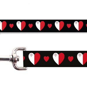 Dog Collar and Leash Set | I love Malta | Malta Flag and Hearts | Buckle Style or Martingale | USA Made