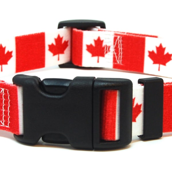 Canada Dog Collar | Canadian Flag | Quick Release or Martingale Style | Made in NJ, USA