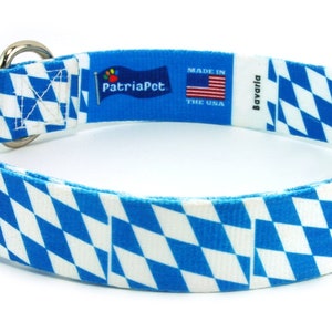 Bavaria Dog Collar Bavarian Flag Quick Release or Martingale Style Made in NJ, USA image 2