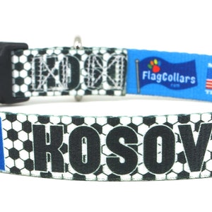 Dog Collar for the Soccer Fan | Kosovo Flag | Quick Release or Martingale Style | Made in NJ, USA