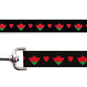 Dog Collar and Leash Set | I love Malawi | Malawi Flag and Hearts | Buckle Style or Martingale | USA Made