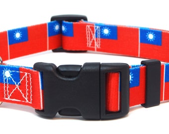 Taiwan Dog Collar | Taiwanese Flag | Quick Release or Martingale Style | Made in NJ, USA
