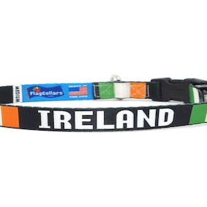 irish Cat Collar | Ireland Flag and Name | Breakaway Safety Buckle | Made in NJ, USA | Great Gift